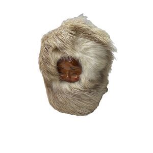 Naber Eskimo Doll Handcarved Natural Furs Alaska Hand Made Tag Vintage Small 5”